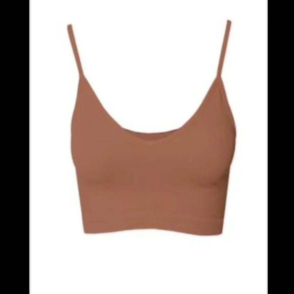 New Cognac Brown Super Comfortable Relaxed Fit Ribbed Crop Top